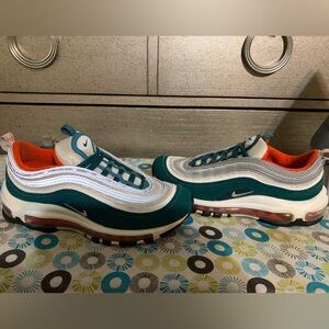 Nike Air Max 97  size 5 youth green, orange and silver good condition